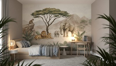 Safari-behang voor de kinderkamer