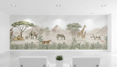Panoramisch Safari-behang voor de kinderkamer