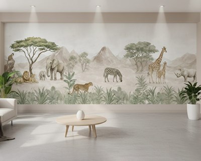 Panoramisch Safari-behang voor de kinderkamer