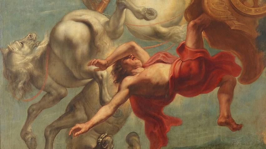 Behang met een scène uit een mythologische strijd
