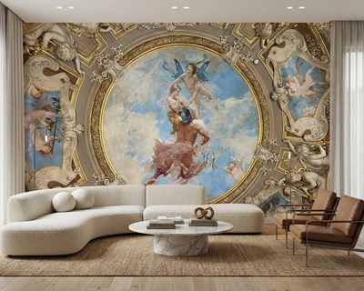 Barokke plafondfresco met mythologische motieven behang