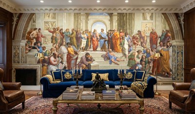 Behang met afbeelding van filosofen uit de renaissance