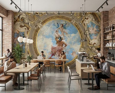 Barokke plafondfresco met mythologische motieven behang