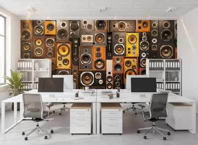 Behang met afbeelding van geluidsinstallaties