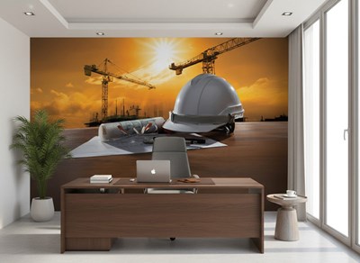Behang met een bouwthema