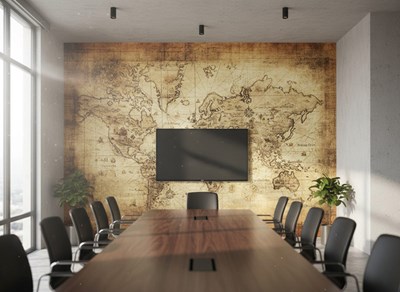 Behang met verouderde wereldkaart