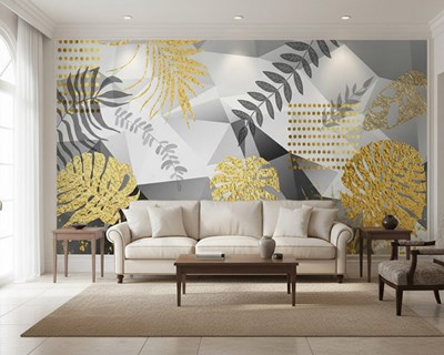 Gold Tropische Bladeren Behang