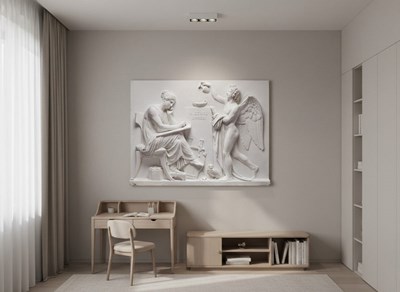 Behang met beeldhouwwerkmotief