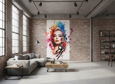 Behang met portret van een mooie vrouw