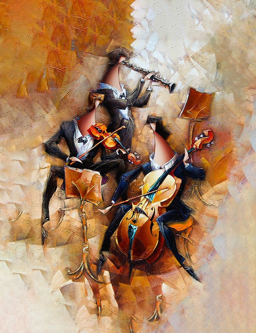 Achtergrond met een schilderij van abstracte muzikanten