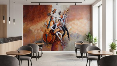 Achtergrond met abstracte schilderij van een muzikant