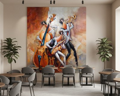 Achtergrond met abstracte schilderij van een muzikant