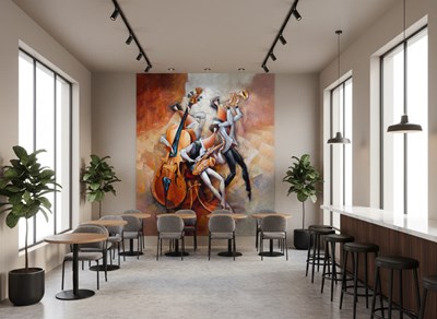 Achtergrond met abstracte schilderij van een muzikant