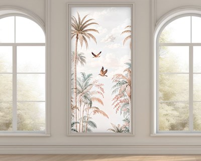 Behang met een modern tropisch landschap