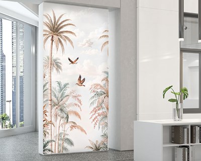 Behang met een modern tropisch landschap