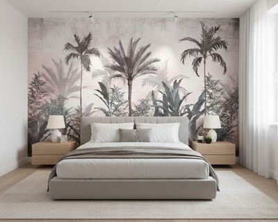 Behang met een exotisch boslandschap