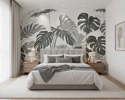 Behang met Monstera-bladmotief