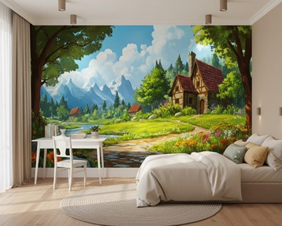 Sprookjesachtig plattelandshuis-behang