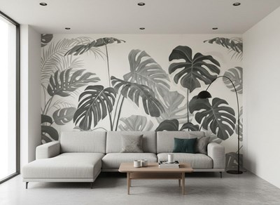 Behang met Monstera-bladmotief