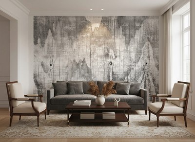 Behang met verouderde grijze houtlook