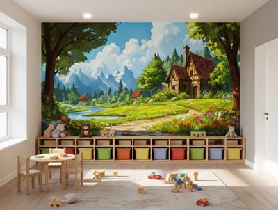 Sprookjesachtig plattelandshuis-behang