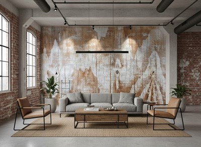 Behang met verouderde houten look