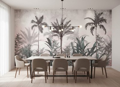 Behang met een exotisch boslandschap