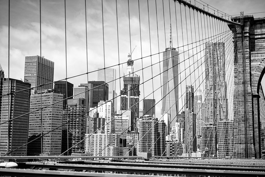 Behang met de Manhattan Bridge in New York