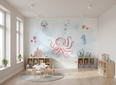 Behang met schattige zeedieren