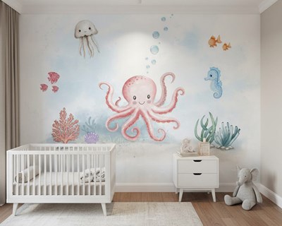 Behang met schattige zeedieren