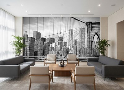 Behang met de Manhattan Bridge in New York