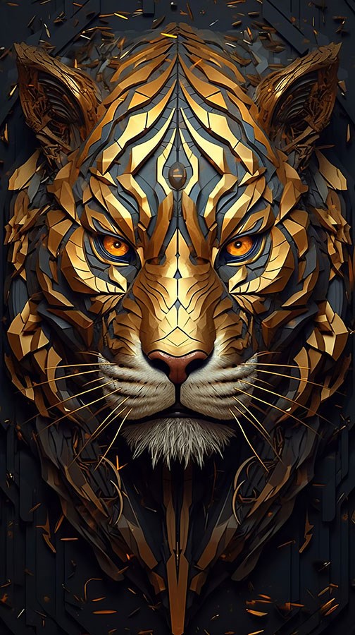 3D-behang met gouden tijgermotief