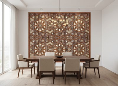 Behang met geometrisch houten patroon