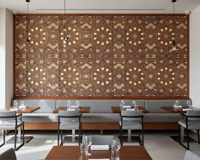 Behang met geometrisch houten patroon
