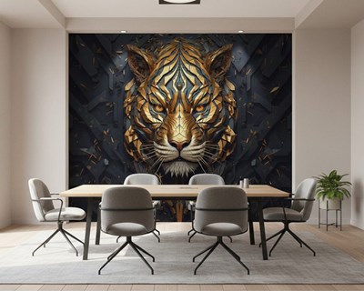 3D-behang met gouden tijgermotief